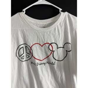 Disney TShirt Peace Love Mickey‎ Mouse White Size 2XL Graphic Tee